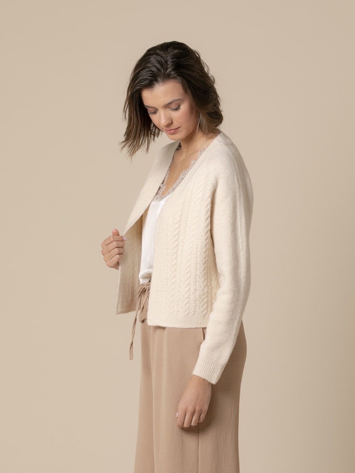 Woman Short soft knit jacket  Crudo