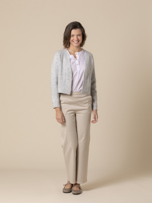 Woman Short soft knit jacket  Grey