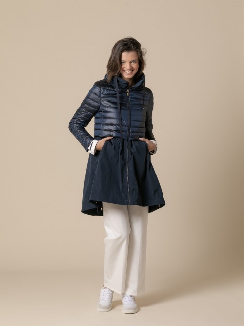 Woman technical fabric waterproof down parka  Blue Navy