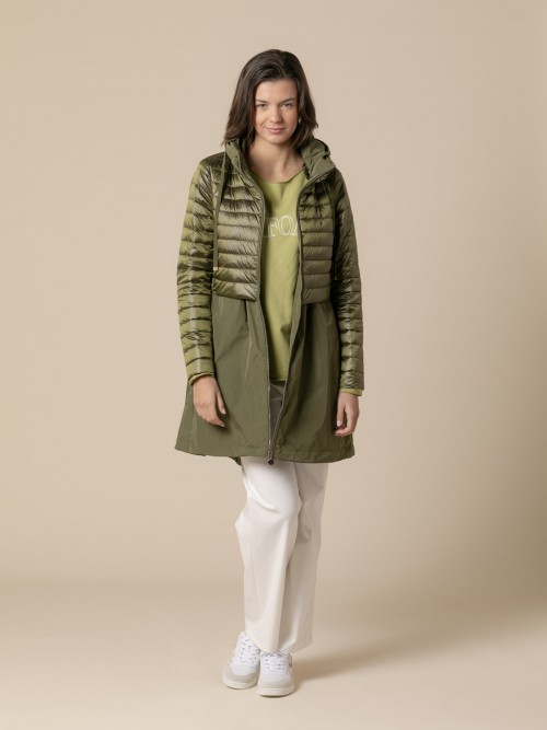 Woman technical fabric waterproof down parka  Olive