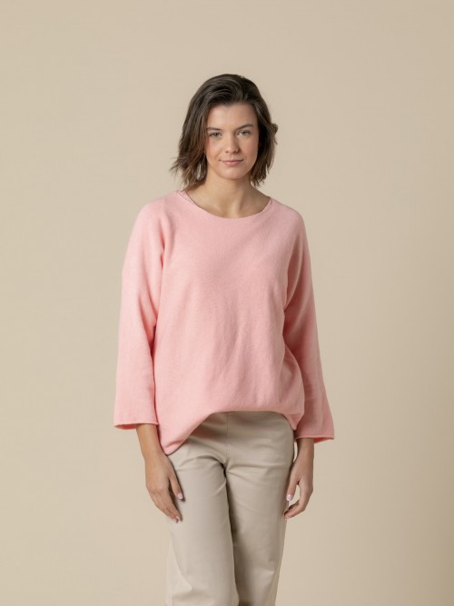 Woman Sweet boat neck jumper  pomelo