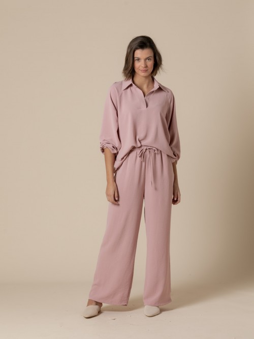 Woman Wide leg flowing trousers  Nude