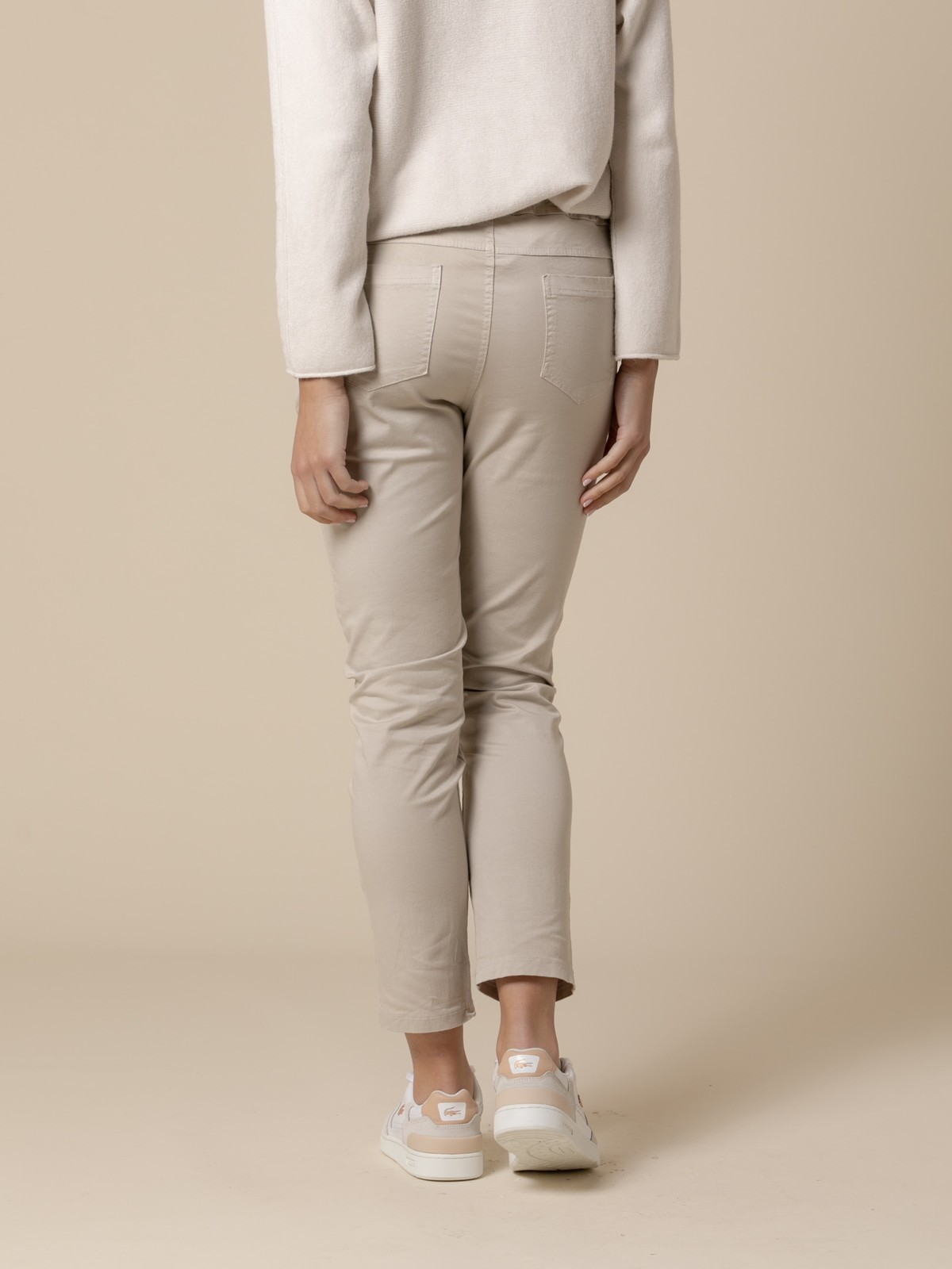 Woman 100% cotton trousers with 4 pockets  Beige