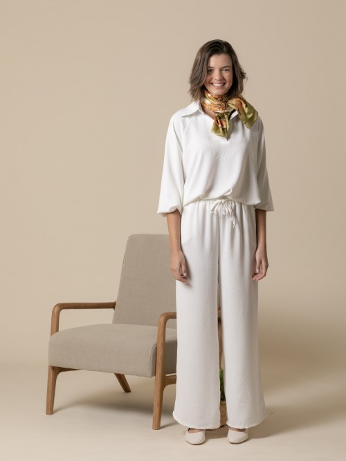 Woman Fluid V-neck polo shirt  White