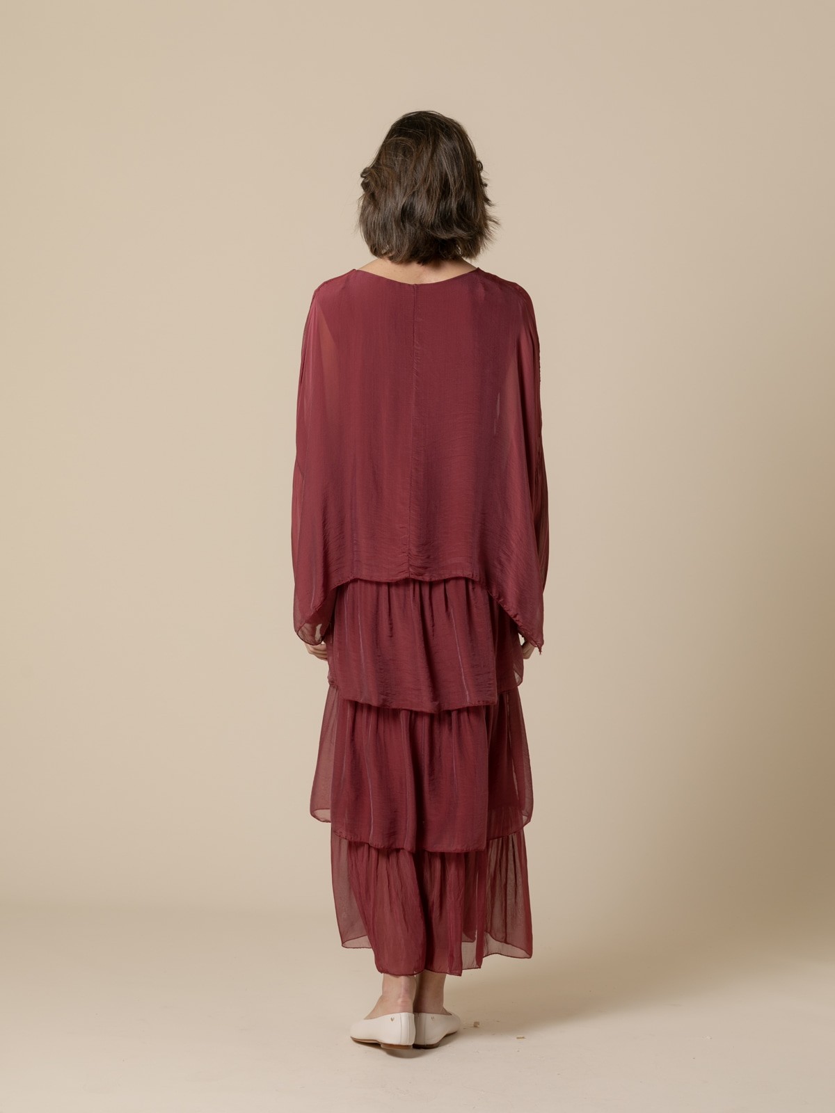Woman Long silk party dress  Bordeaux