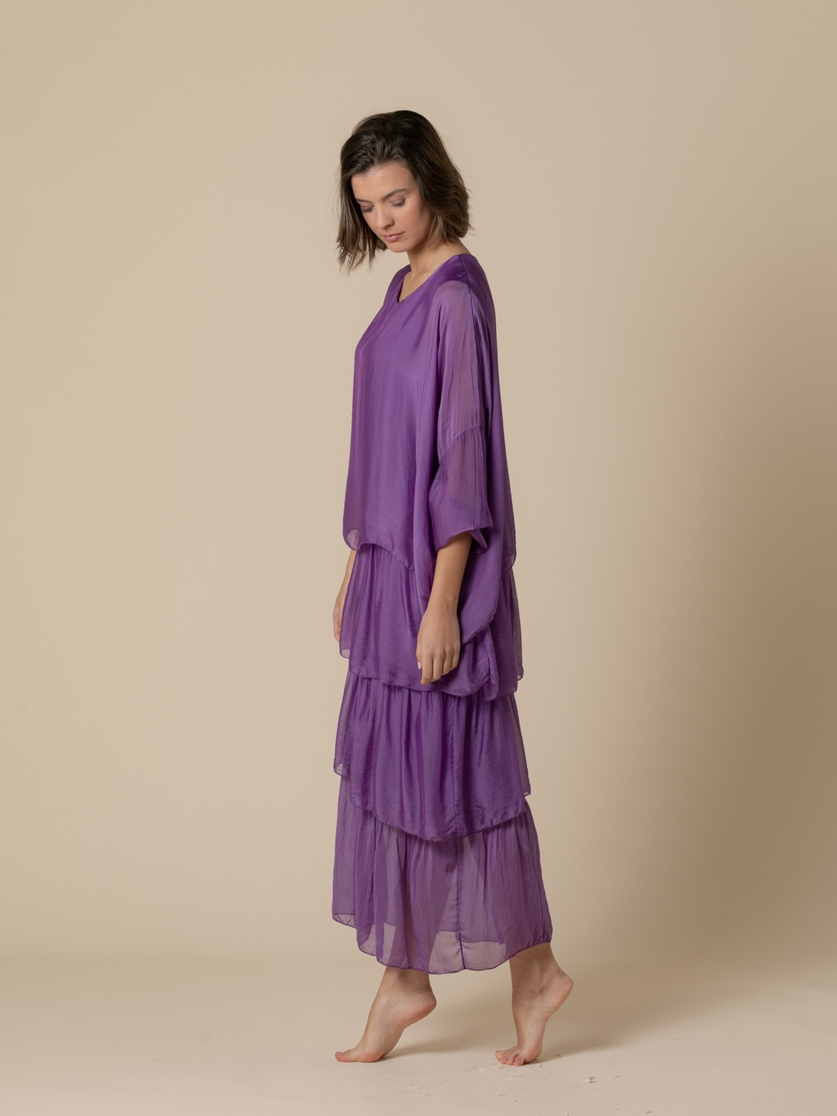 Woman Long silk party dress  Violet