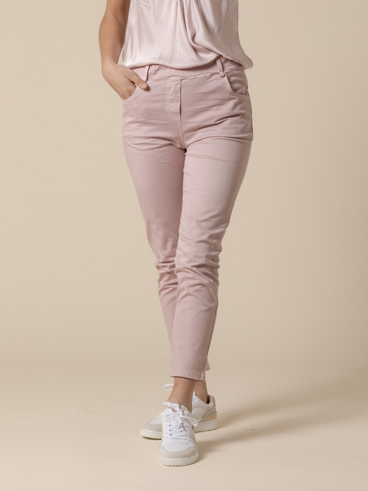Woman 100% cotton trousers with 4 pockets  Pink