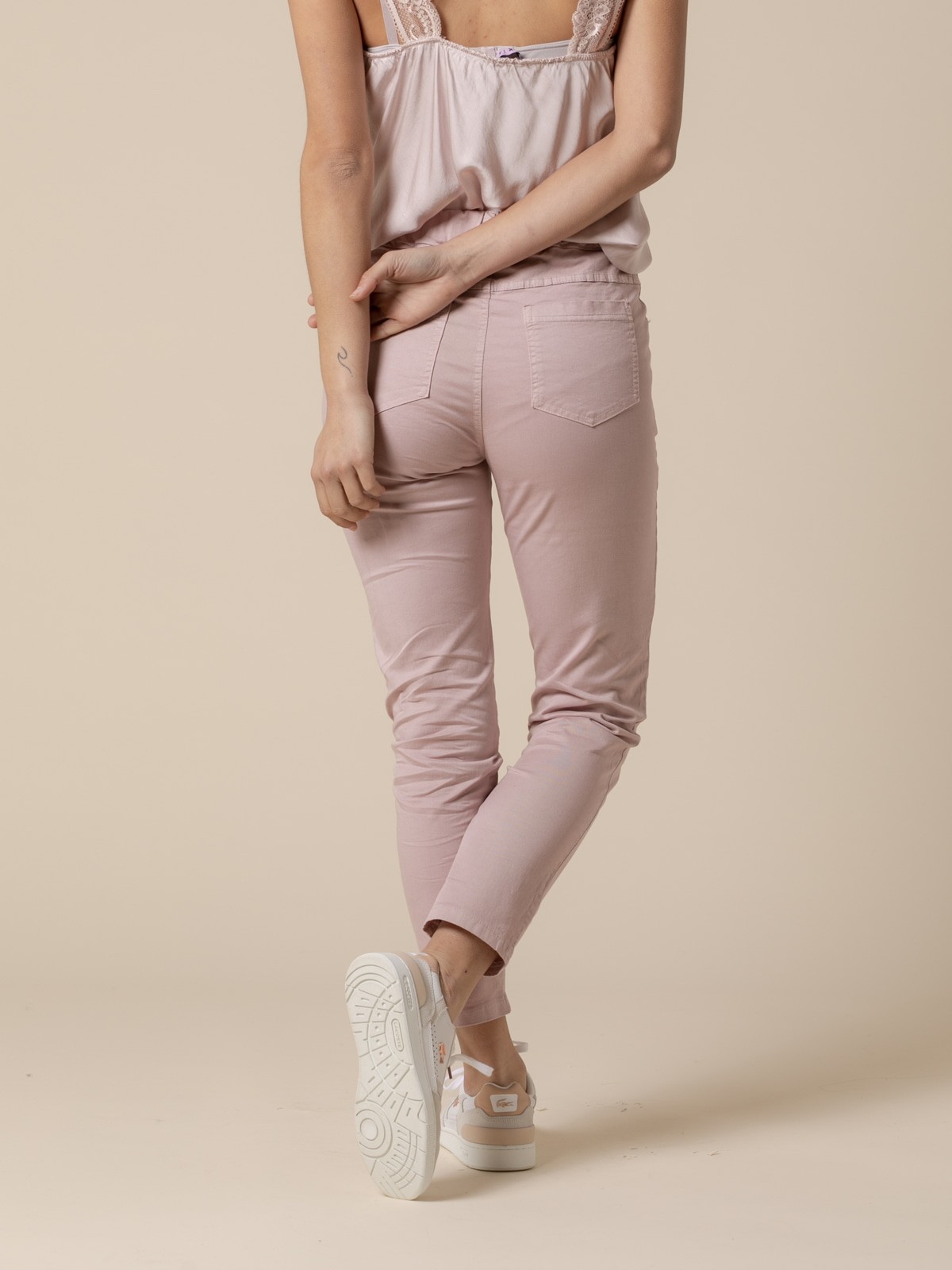 Woman 100% cotton trousers with 4 pockets  Pink