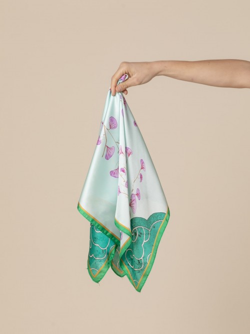 Woman wild flower scarf  Aqua