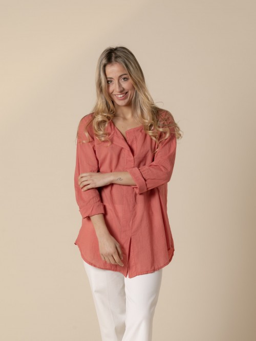 Blusa amplia cotton voile 100% Arcilla