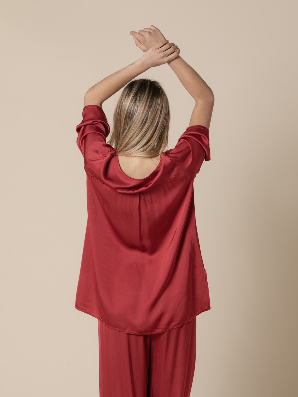 Woman Vegetable satin blouse Bordeaux