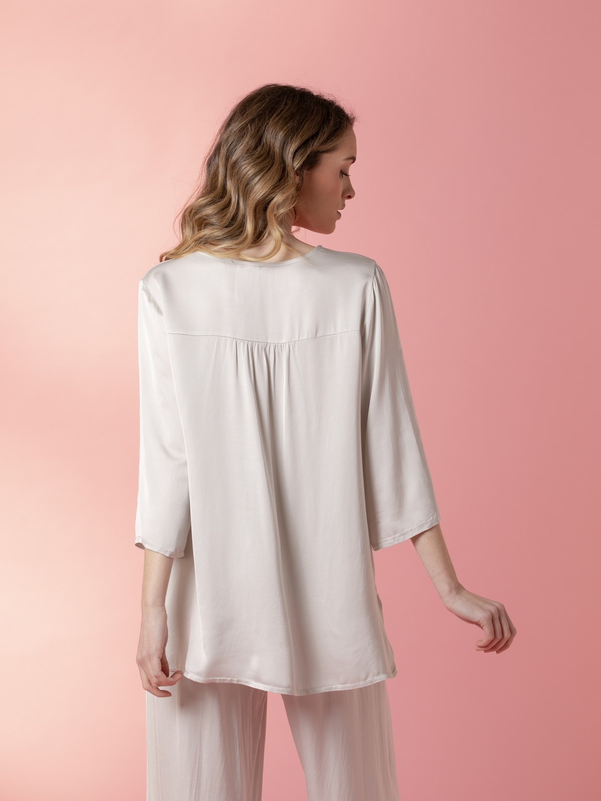 Woman Vegetable satin blouse Beige