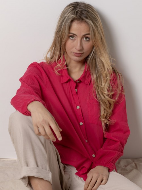 Woman Must shirt 100% cotton voile Magenta