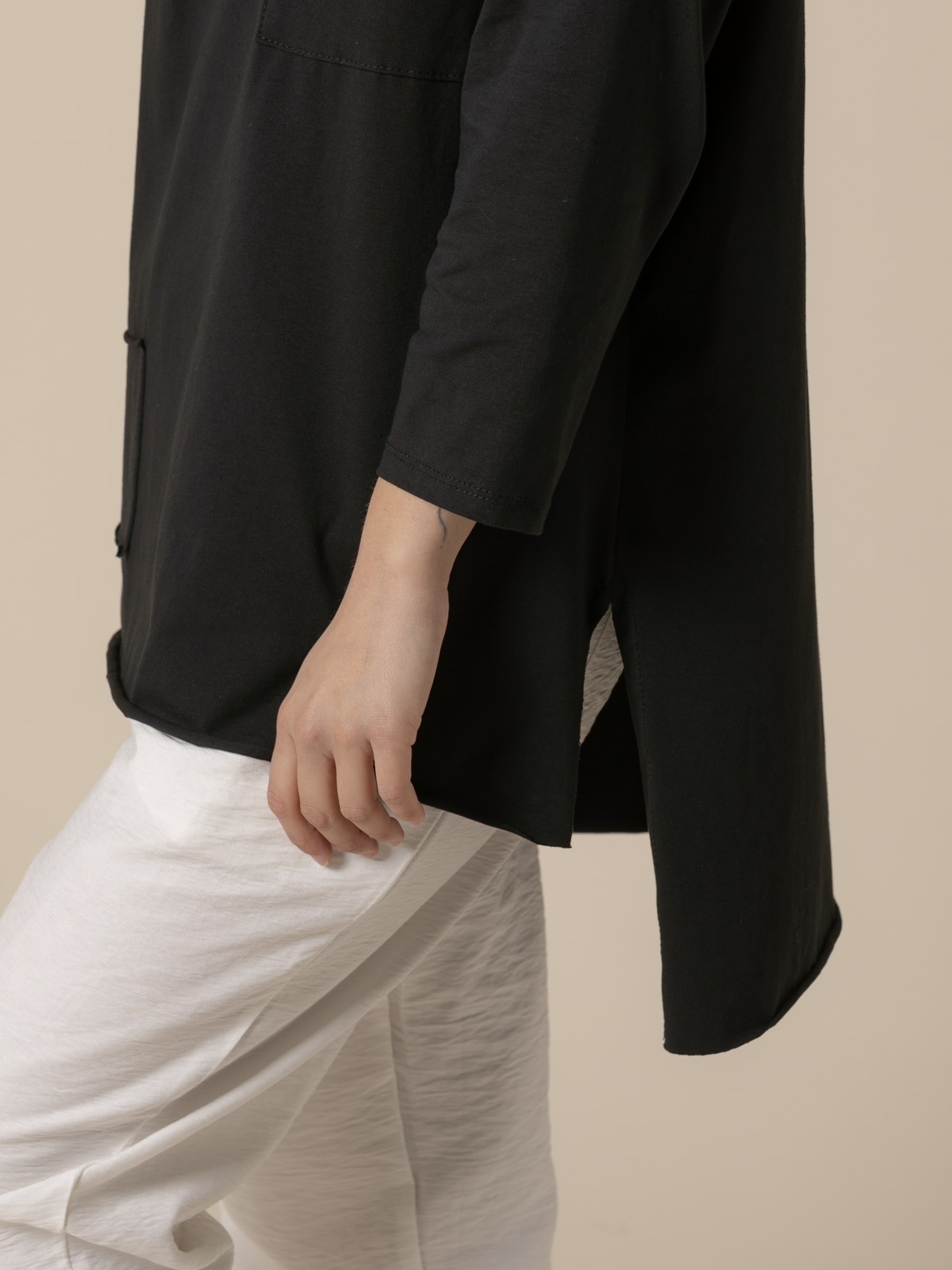Woman Oversize fine fleece T-shirt  Black