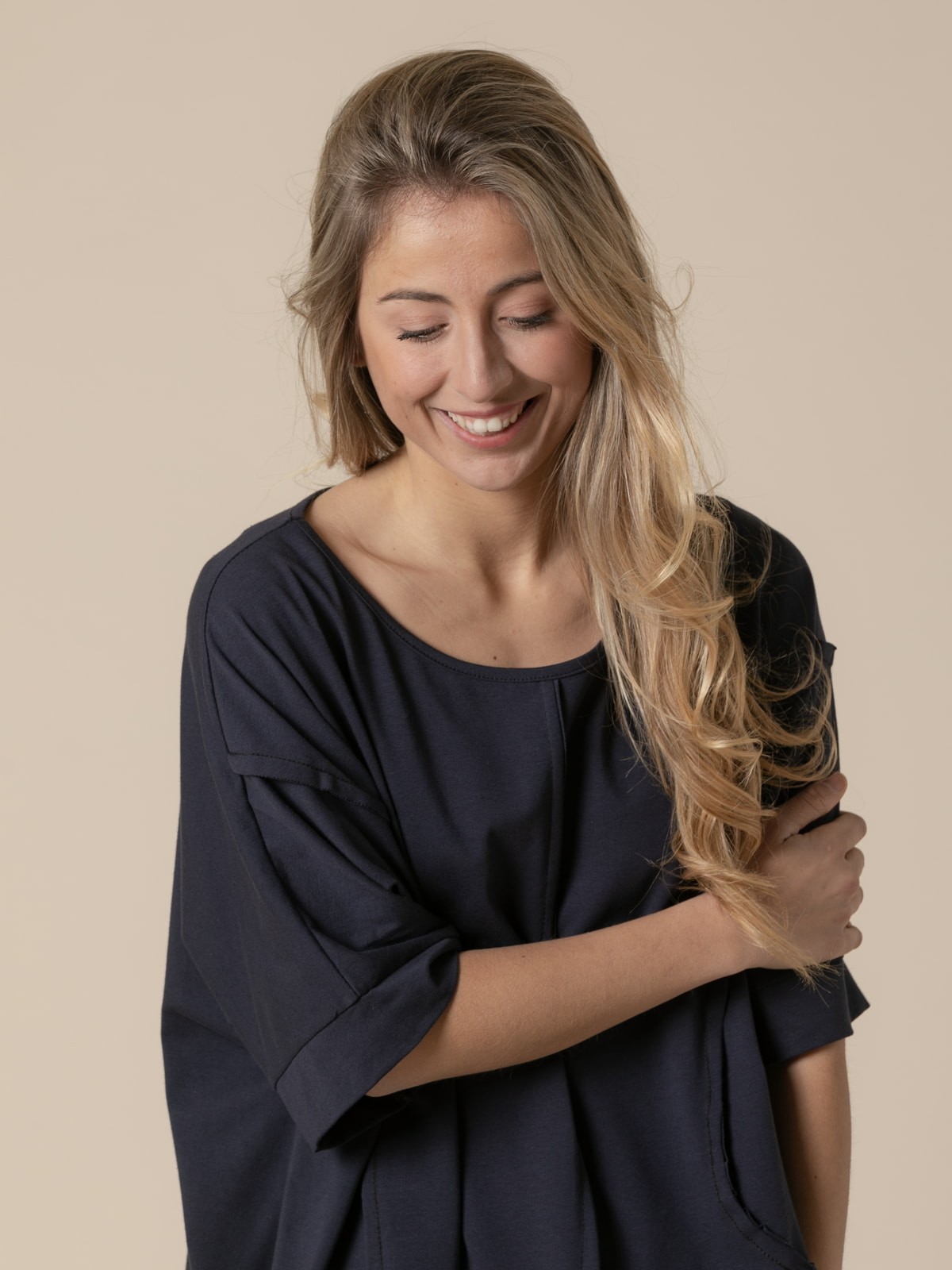 Woman Oversize elbow-length t-shirt Blue Navy