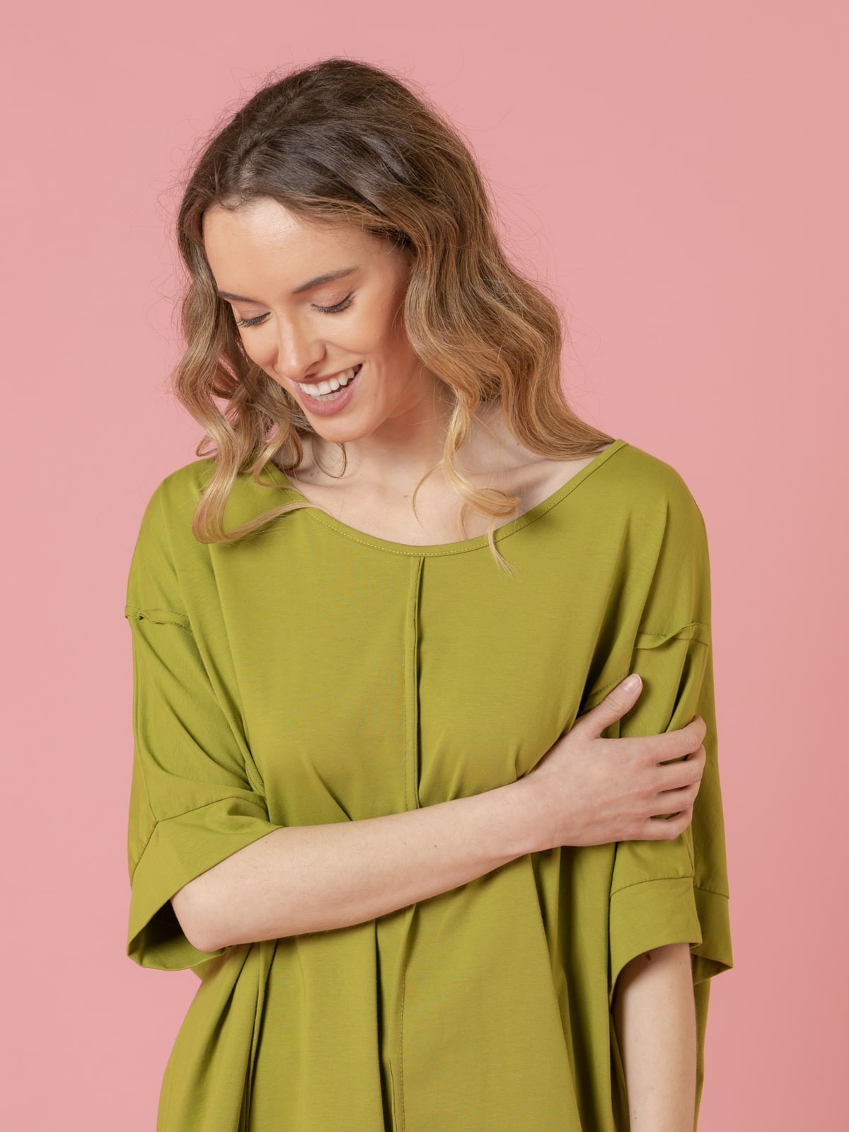 Woman Oversize elbow-length t-shirt Olive