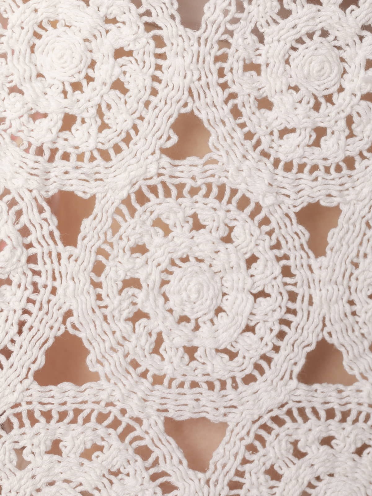 Woman Cotton crochet jacket with round neckline  White