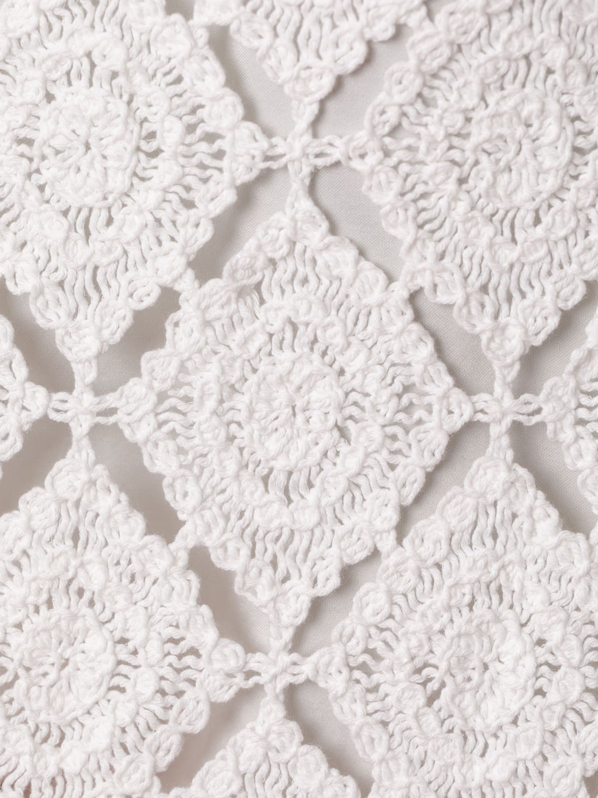 Woman 100% cotton crochet jacket with V neckline  White