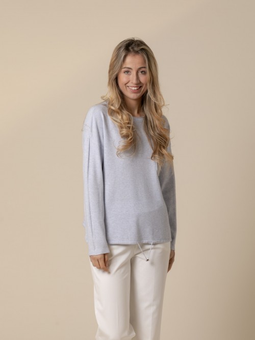 jersey soft cuello redondo detalle bolsillo Azul