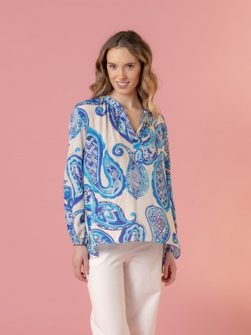 Camisa estampado cachemira Azul