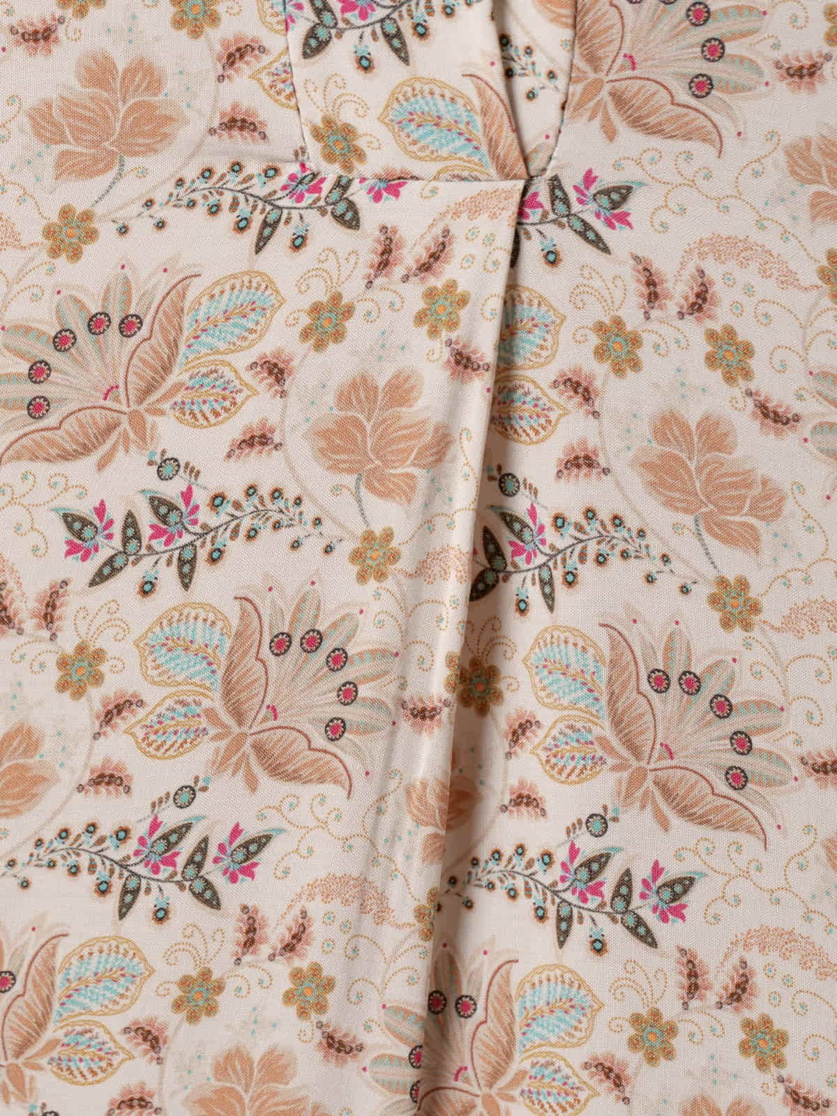 Woman Floral print long dress Beige