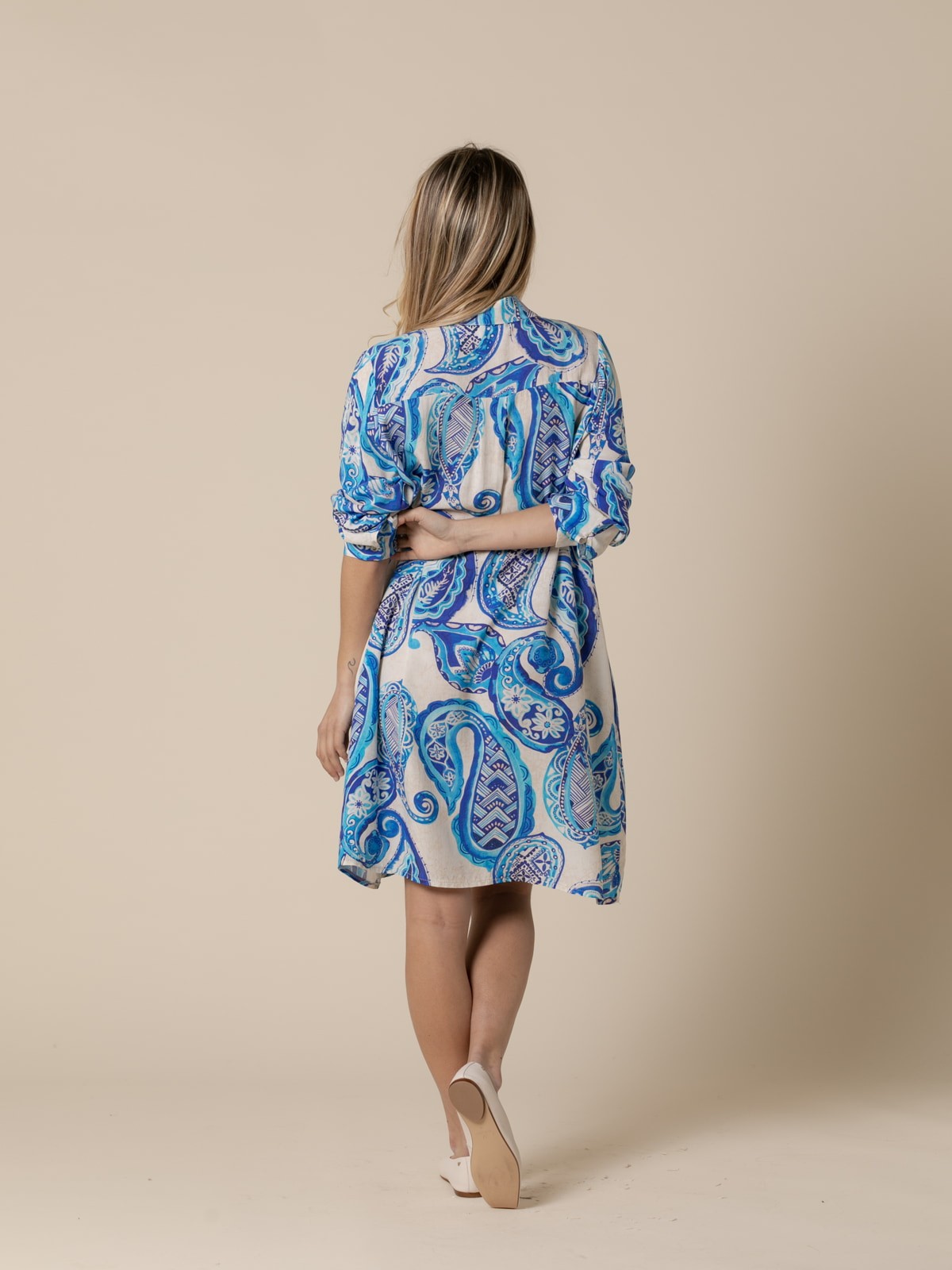 Woman Paisley print shirt dress  Blue