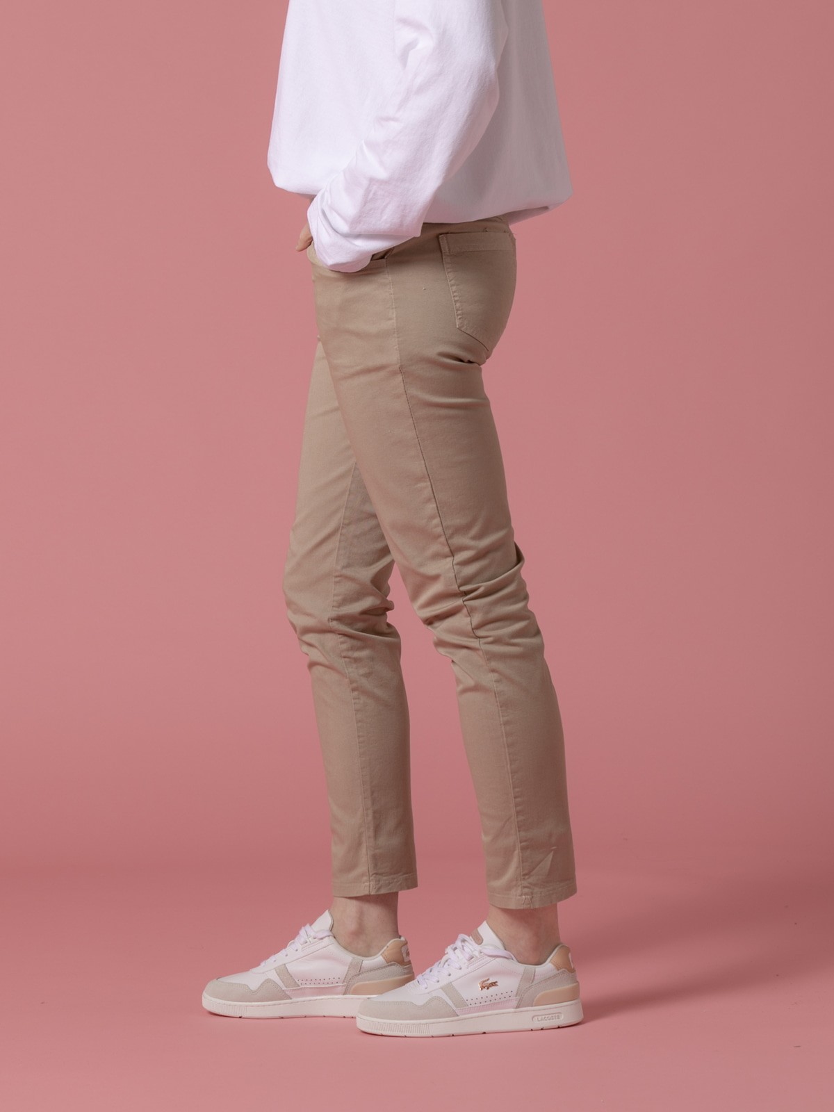 Woman 100% cotton trousers with 4 pockets  Taupe