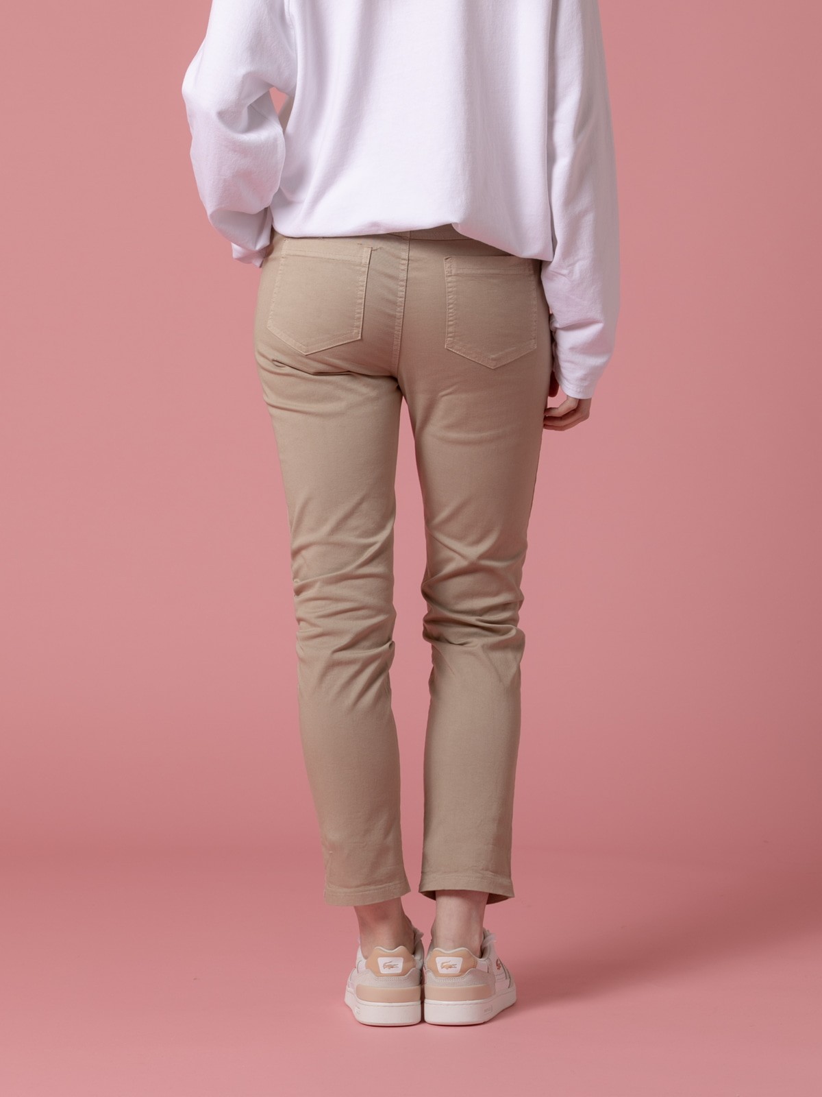 Woman 100% cotton trousers with 4 pockets  Taupe