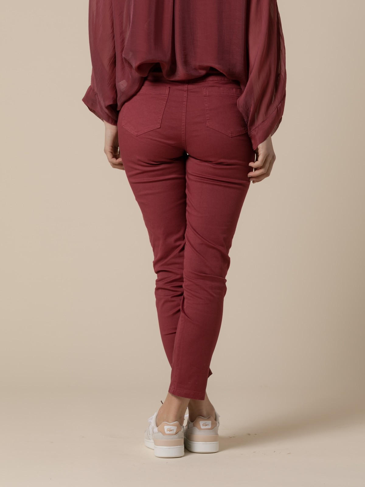 Woman 100% cotton trousers with 4 pockets  Bordeaux