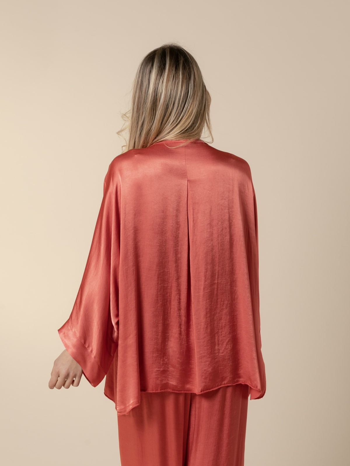 Woman Party line satin jacket  Coral