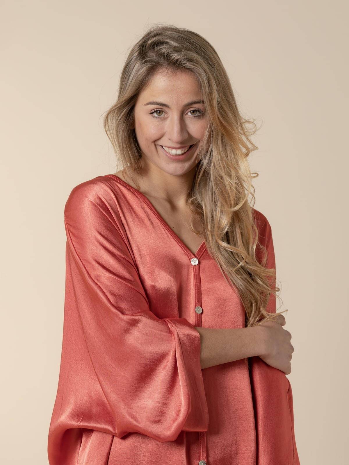 Woman Party line satin jacket  Coral