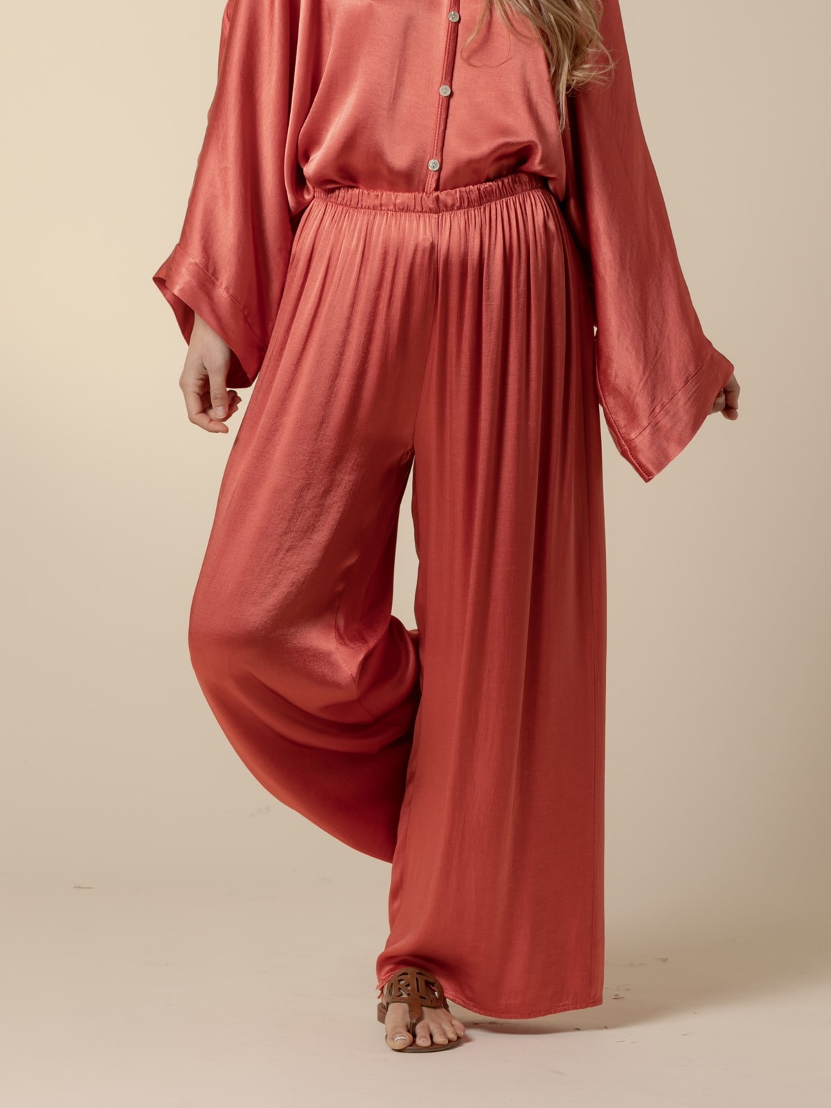 Pantalón raso cinturilla elástica Coral