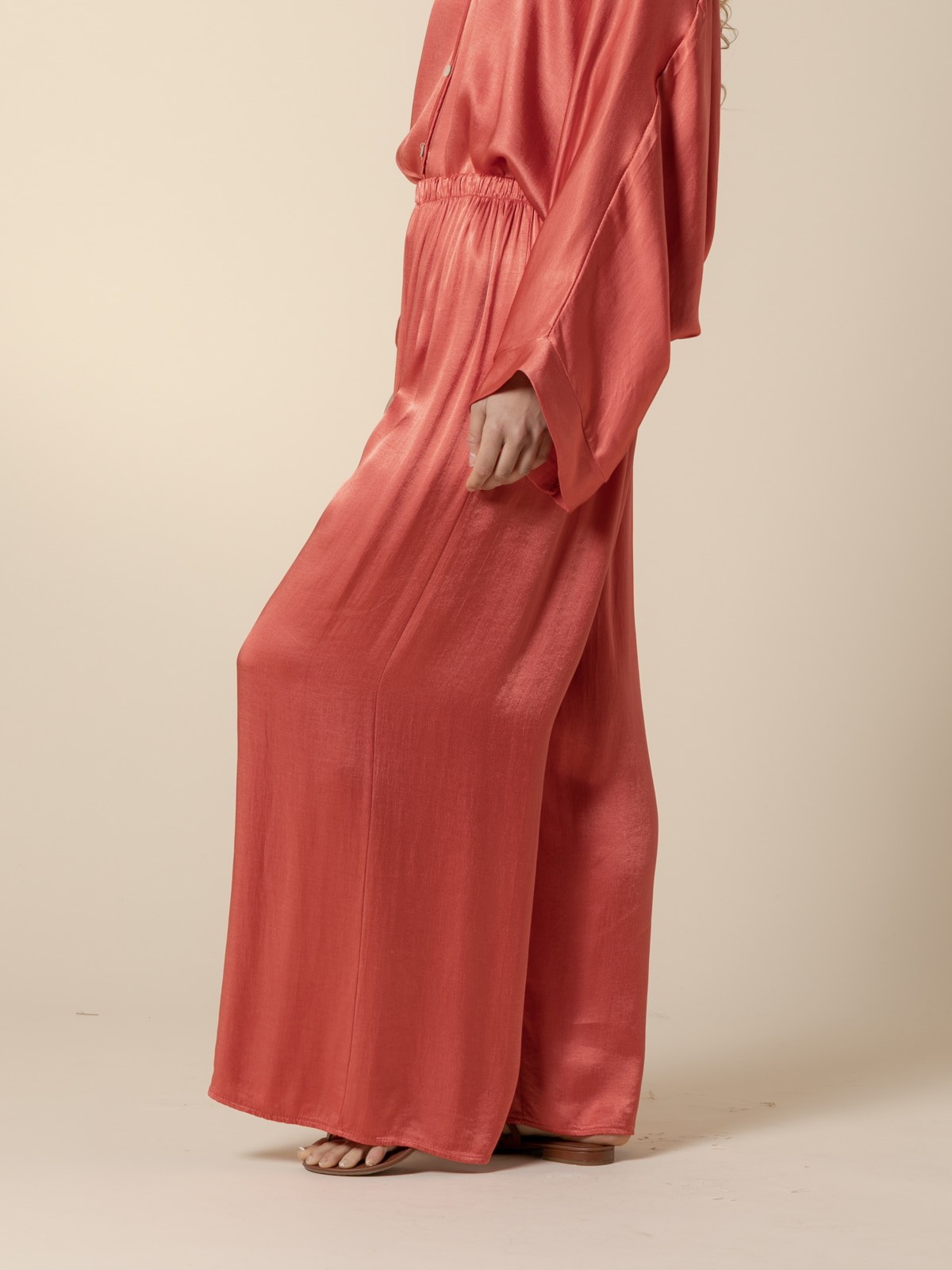 Pantalón raso cinturilla elástica Coral