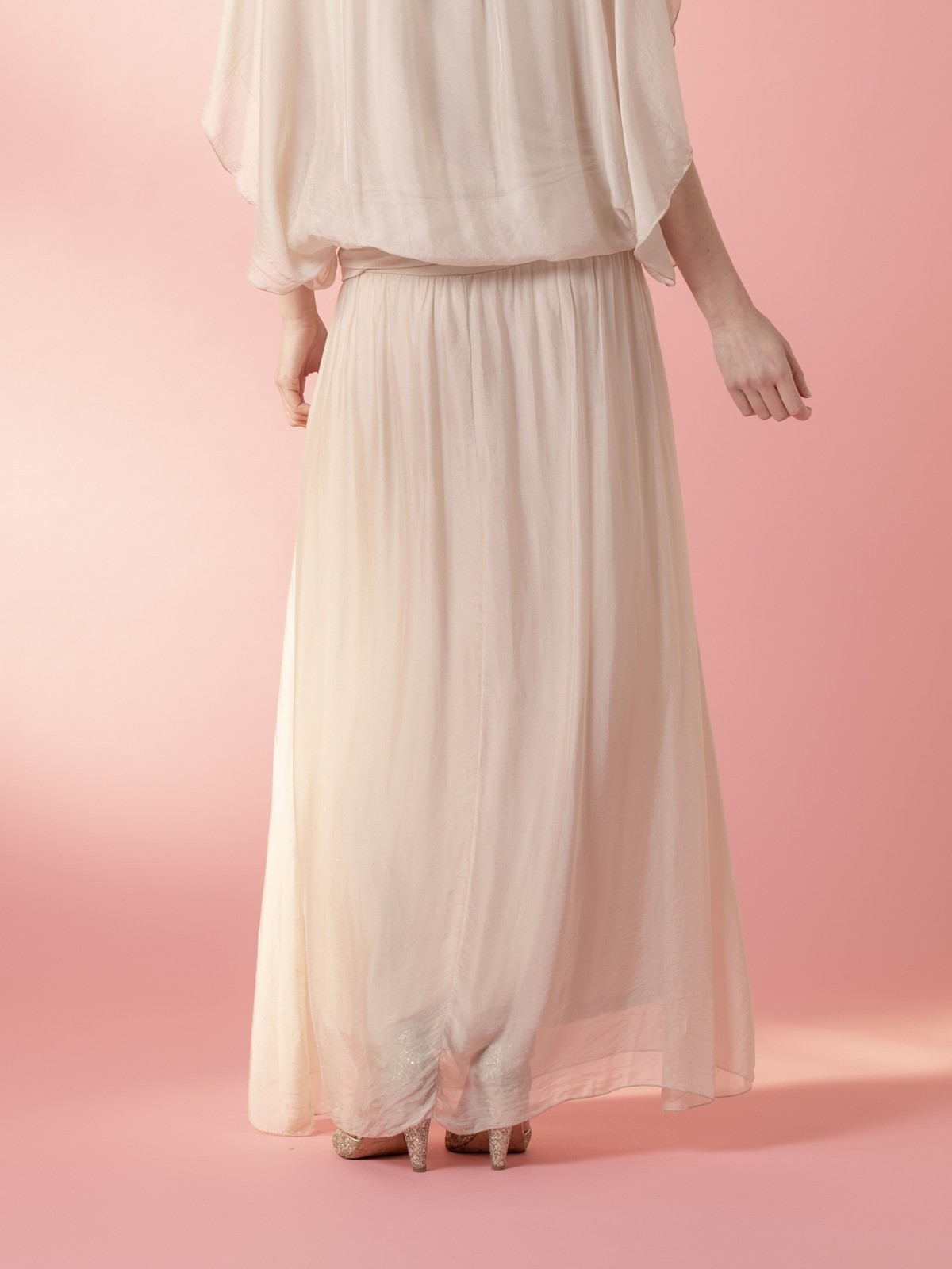 Flowing silk skirt Beige