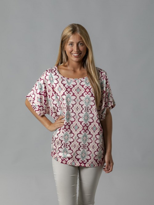Camiseta fluida estampada de punto