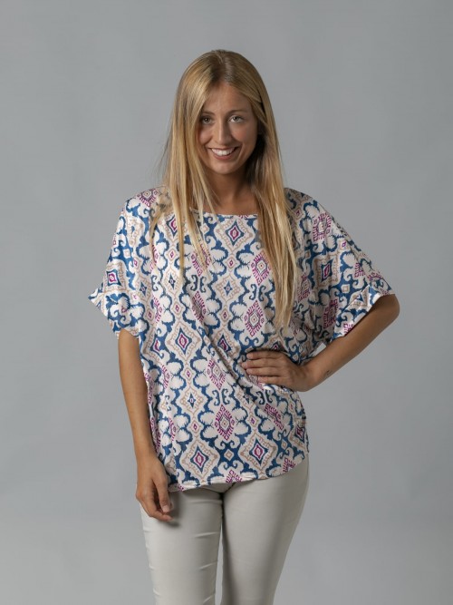 Camiseta fluida estampada de punto