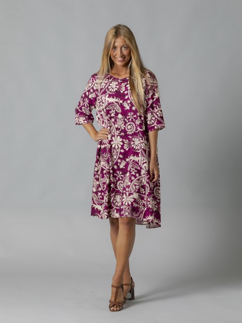 Vestido midi estampado provenzal bolsillos