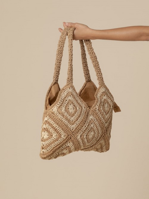 Woman 2-tone rhombus carrycot Camel
