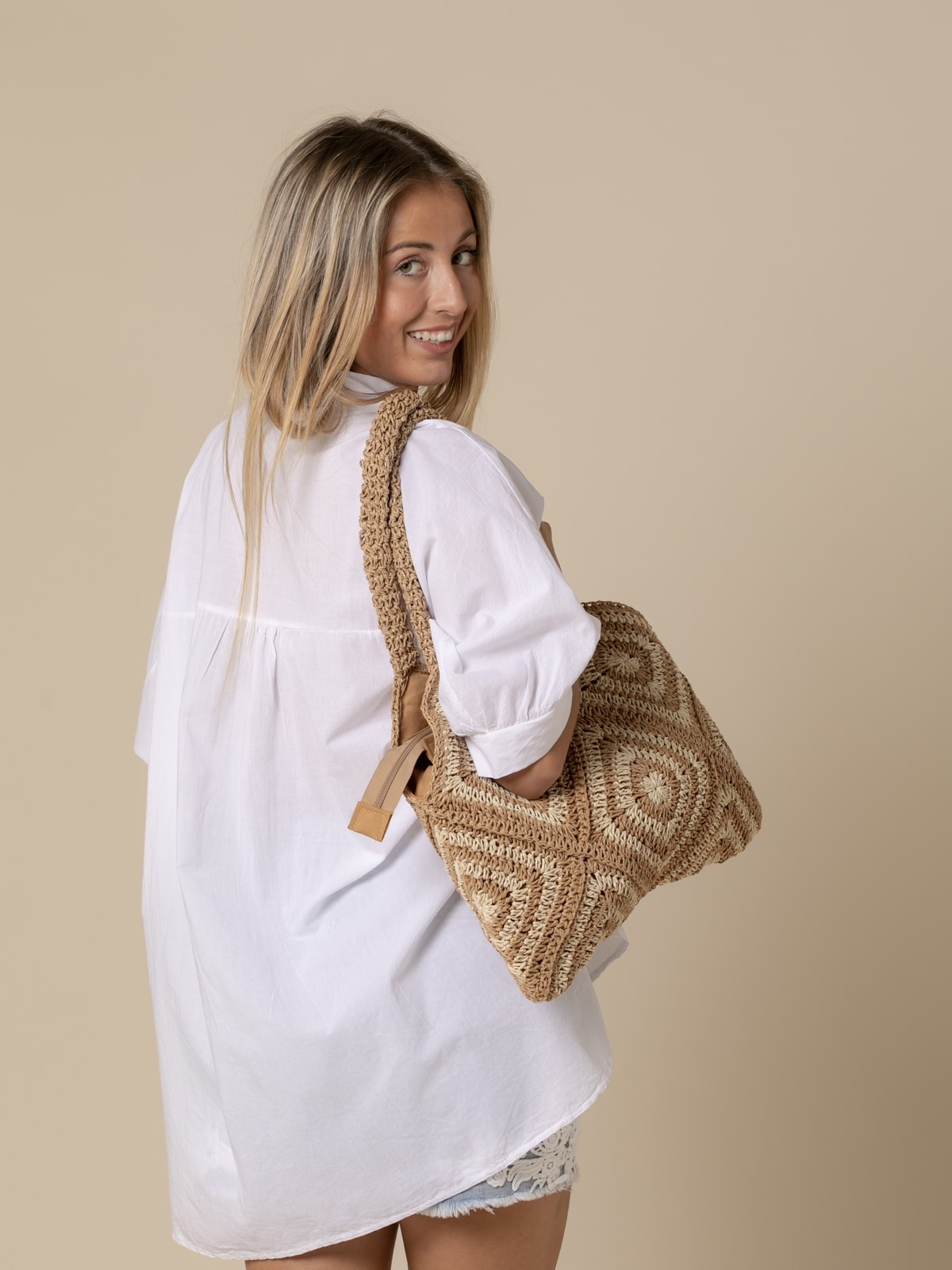 Woman 2-tone rhombus carrycot Camel