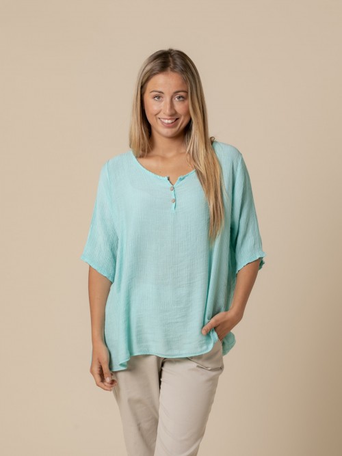 Woman Fluid blouse with 2 buttons Tiffany