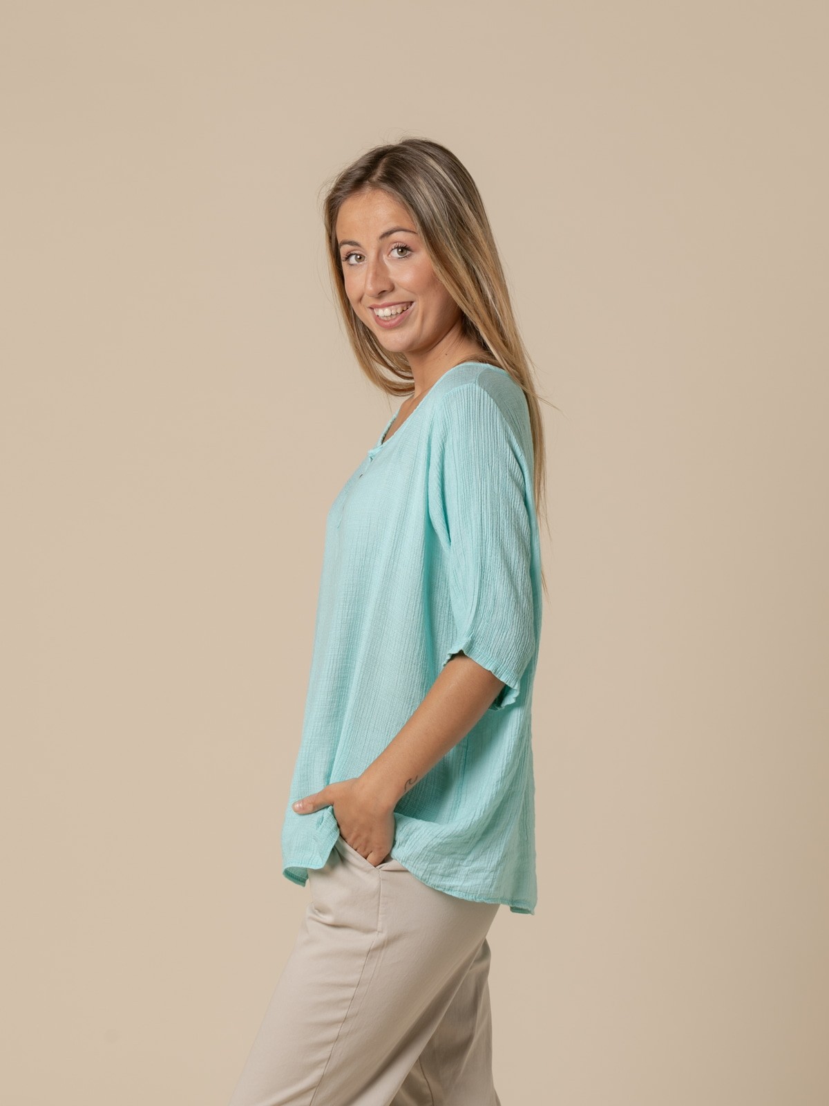 Woman Fluid blouse with 2 buttons Tiffany
