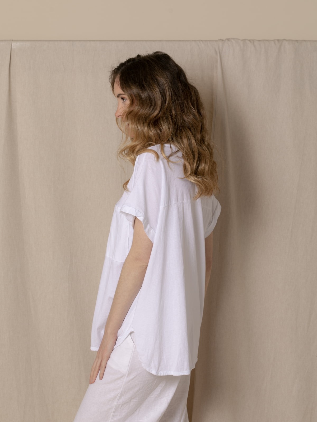 Woman Pocket cotton T-shirt  White