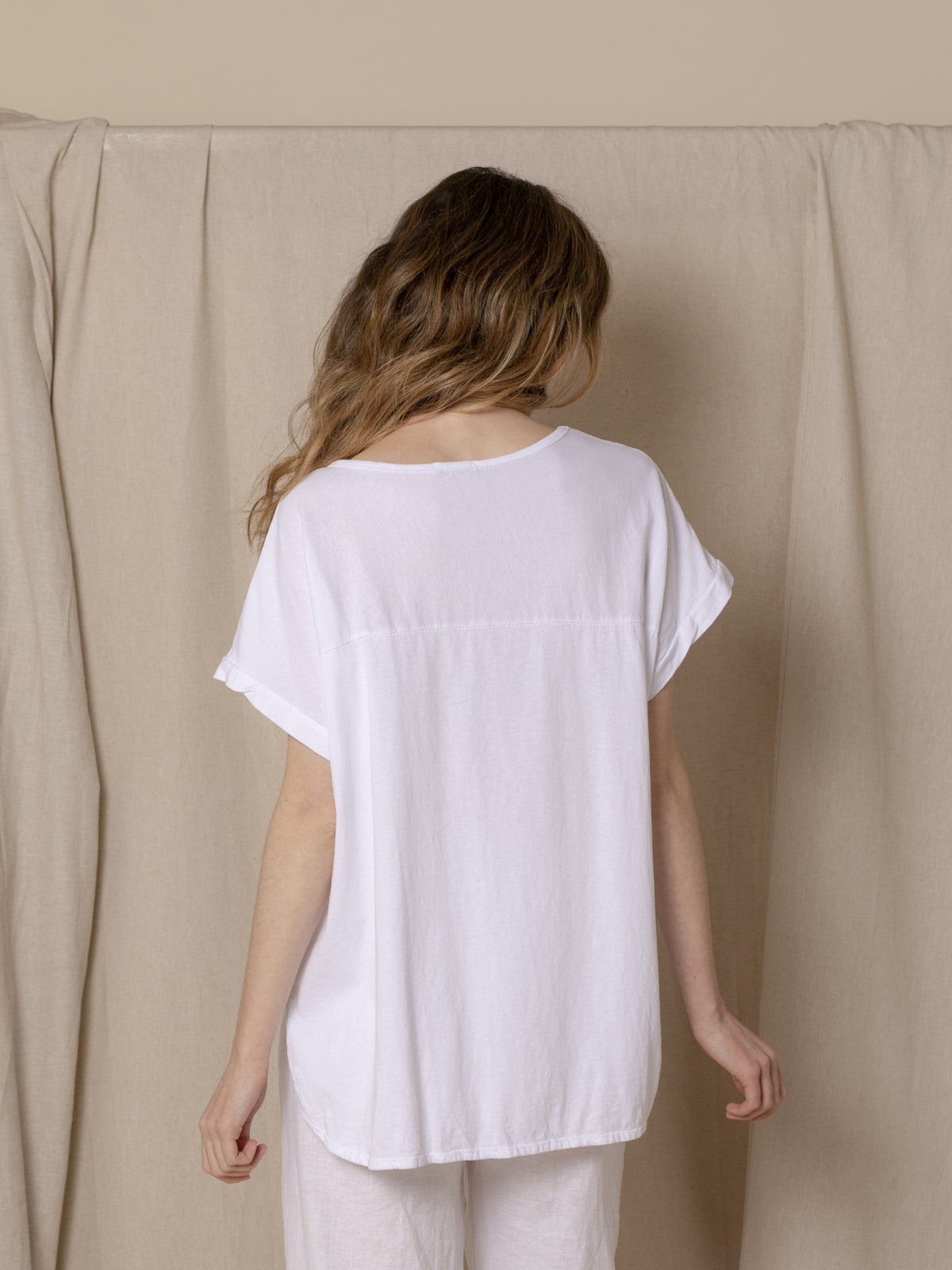 Woman Pocket cotton T-shirt  White