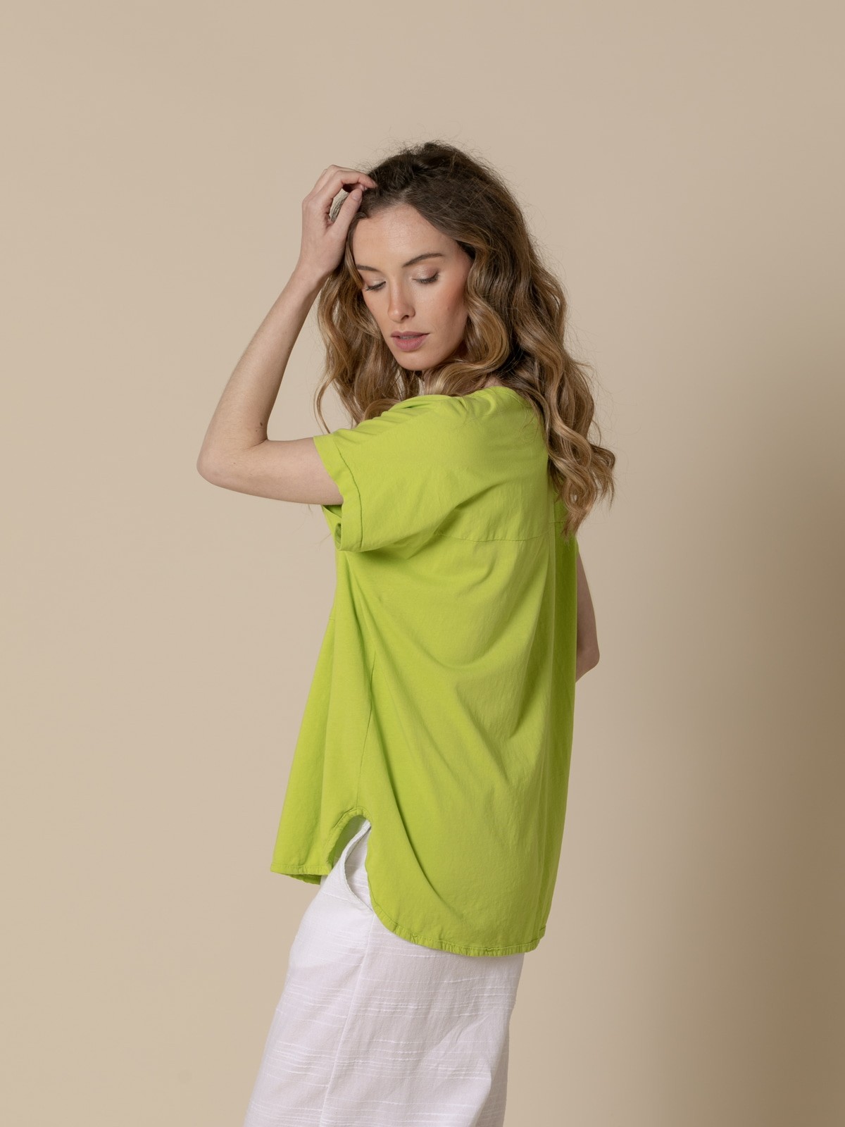 Woman Pocket cotton T-shirt  Green