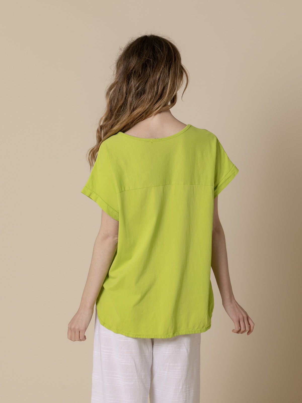 Woman Pocket cotton T-shirt  Green