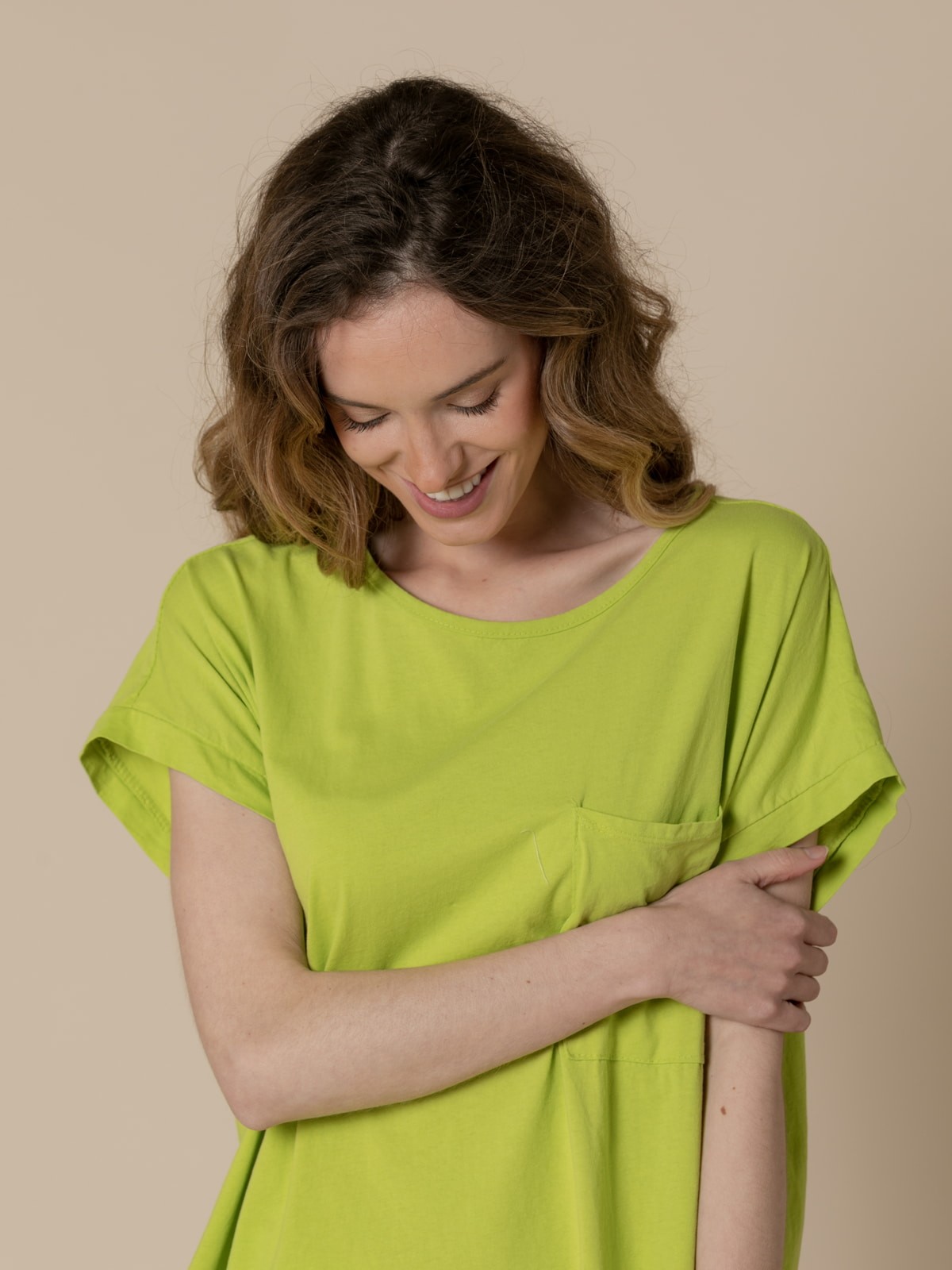 Woman Pocket cotton T-shirt  Green