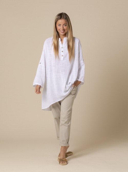 Woman cotton tunic  White