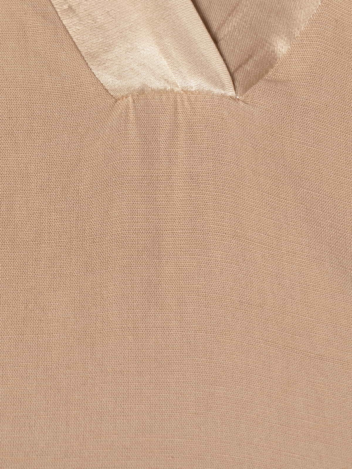 Woman V-neck blouse with satin trims Camel