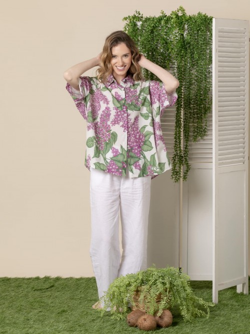 Camisa oversize floral Magenta