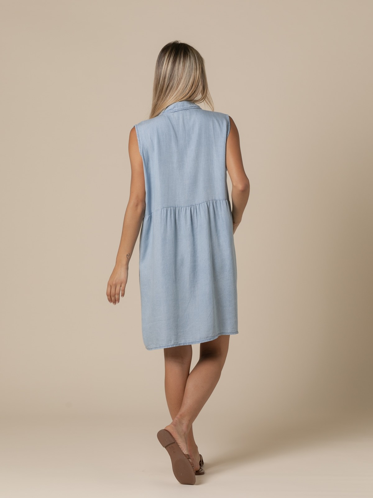 Woman Short fluid tencell dress  Blue